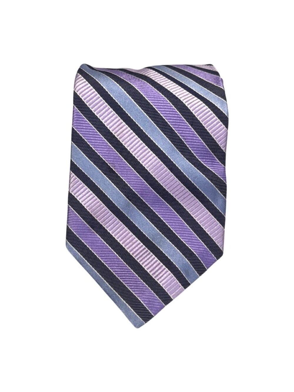 Faconnable Men's Silk Tie Purple Blue Striped Necktie